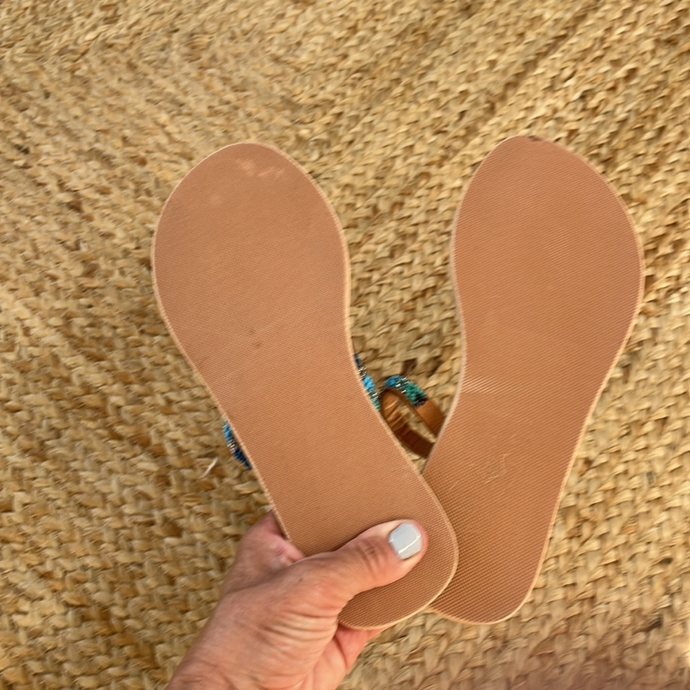 Anthropologie New laidback London hand embellished flat sandal Pool Party Boho🌈 - Picture 11 of 12